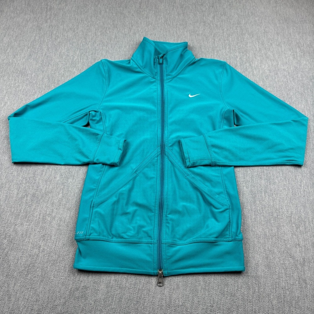 Nike‎ Jacket Womens XS Blue Dri-Fit Full Zip Athletic Training Running Track